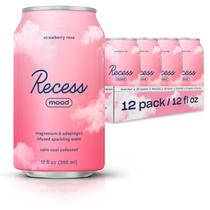 Beba 360 ml de magnésio e adaptógeno Recess Mood (rosa de morango)