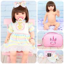 Bebe Boneca Eloise Cabelo Castanho Corpo Silicone Baby Real - ShopJJ