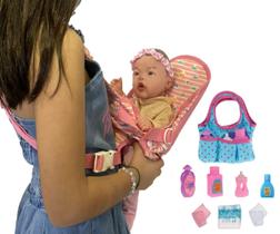 Bebê Boneca Menina Reborn + Canguru Baby + Bolsa Maternidade