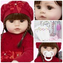 Bebê Boneca Reborn Cabelo Castanho 100% Silicone + Enxoval Bebê Boneca Reborn Cabelo Castanho 100% Silicone + Enxoval