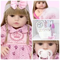 Bebê Boneca Reborn de Silicone Loira Princesa + Acessórios