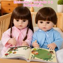 Bebê Boneca Reborn Gêmeos Casal Menino e Menina Pode Dar Banho Corpo de Silicone Macio Realista Envio Imediato