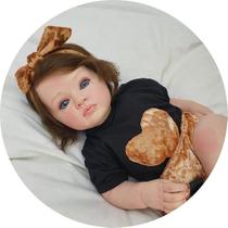 Bebe Boneca Reborn Menina Corpo de Pano Realista + Enxoval