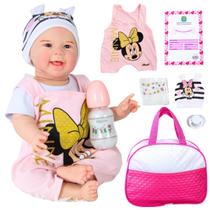 Bebê Boneca Reborn Menina Maize Corpo Em Silicone Com Bolsa Maternidade