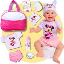 Bebê Boneca Reborn Menina Original Minnie Realista de Silicone Com Bolsa Maternidade