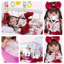 Bebe Boneca Reborn Menina Realista Barata com 16 Itens Luxo