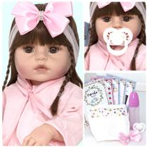 Bebe Boneca Reborn Menina Silicone Realista com 13 Itens