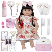 Bebê Boneca Reborn Morena 100% Silicone Pode Banho + Itens