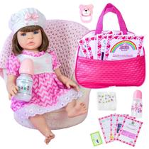 Bebê Boneca Reborn Realista Em Silicone Bolsa Maternidade Vestido Listrado Pode Dar Banho Pronta Entrega - VR TOYS