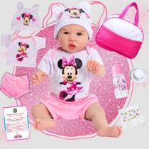 Bebê Boneca Reborn Realista Saskia Minnie Bolsa Maternidade RecémNascida Corpinho Silicone