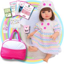 Bebê Boneca Reborn Realista Silicone Vestido ArcoIris e Bolsa de Maternidade