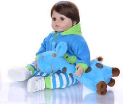 Bebe Boneco Reborn Menino Girafinha Corpo 100% Silicone 48cm Realista (Pode Dar Banho)