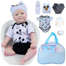 Bebê Boneco Reborn Menino Gordinho Corpo Em Silicone Pode Dar Banho Bolsa de Maternidade