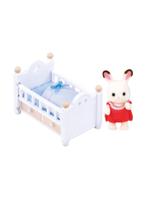 Bebê coelho chocolate e cama brinquedo sylvanian families