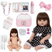 Bebe Estilo Reborn 46cm Recém Nascida de Vinil + 20 Itens Bebe Estilo Reborn 46cm Recém Nascida de Vinil + 20 Itens