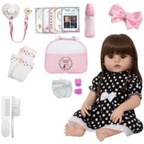 Bebe Estilo Reborn 46cm Recém Nascida de Vinil + 20 Itens Bebe Estilo Reborn 46cm Recém Nascida de Vinil + 20 Itens
