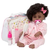 Bebe Estilo Reborn Menina Negra Fofinha Com Bolsa 21 Itens