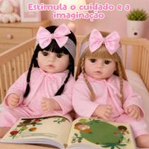 Bebê Gêmeas Reborn Menina 100% Silicone + Acessórios Bolsa