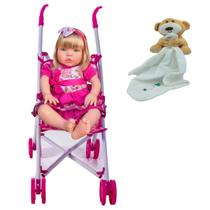 Bebê Kiss Reborn Menina 912 Silicone + Carrinho e Naninha