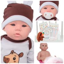 Bebê Menina Capivara Careca com Fraldas e Chupeta + itens Bebê Menina Capivara Careca com Fraldas e Chupeta + itens