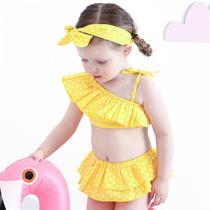 Bebê menina ruffle biquíni biquíni definir um ombro b Bebê menina ruffle biquíni biquíni definir um ombro b