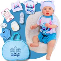 Bebê Menino Boneco Reborn Saskia Stitch Realista Original de Silicone Com Bolsa Maternidade