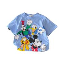 Bebê Meninos Meninas Verão Manga Curta Em Torno Do Pescoço Camiseta Dos Desenhos Animados Mickey