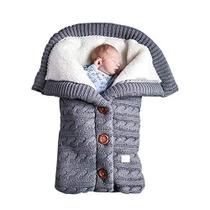 Bebê quente saco de dormir envelope inverno criança saco de dormir footmuff carrinho de bebê malha saco de sono recém-nascido malha lã cobertor (cinza) - Insular
