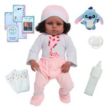 Bebê Realista Negra com Kit Completo Girafinha e Acessórios Bebê Realista Negra com Kit Completo Girafinha e Acessórios