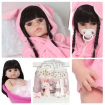 Bebe Reborn 100% Silicone Menina Coelho Bolsa Acessórios Bebe Reborn 100% Silicone Menina Coelho Bolsa Acessórios