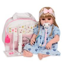 Bebê Reborn 100% Vinil Loira Vestido Coroa Bolsa Acessórios Bebê Reborn 100% Vinil Loira Vestido Coroa Bolsa Acessórios
