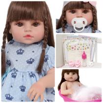 Bebê Reborn 100% Vinil Recém Nascida Castanho Vários Itens Bebê Reborn 100% Vinil Recém Nascida Castanho Vários Itens