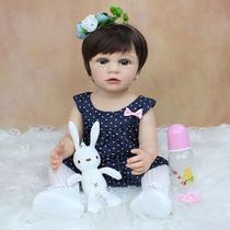 Bebê Reborn 55cm Coelho Vestido Bolinha Kiara