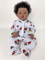 Bebê reborn artesanal menino cabelo afro corpo de tecido