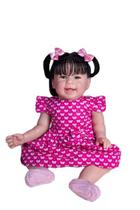 Bebê reborn artesanal realista menina sorrindo de vestido