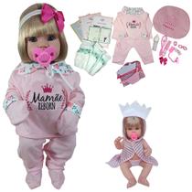 Bebê Reborn Baby Boneca Cabelos Castanhos + Enxoval Completo Bebê Reborn Baby Boneca Cabelos Castanhos + Enxoval Completo