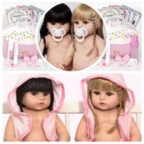 Bebe Reborn Baby Gêmeas Recém Nascidas + Bolsa Maternidade Bebe Reborn Baby Gêmeas Recém Nascidas + Bolsa Maternidade