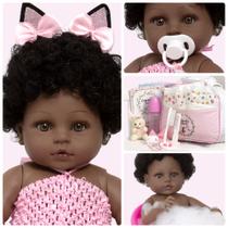 Bebe Reborn Barata Menina Preta Coelhinha Vários Acessórios - Cegonha Reborn Dolls