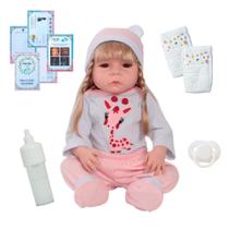 Bebê Reborn Boneca 46cm Girafinha Loira 100% Silicone