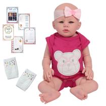 Bebe Reborn Boneca 48cm Silicone Roupinha Urso Fofinha