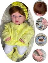 Bebe Reborn Boneca Anny Amarelinha 100% silicone + embalgem presente e enxoval