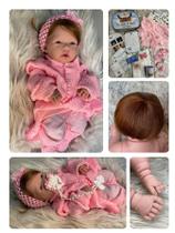 Bebê Reborn Boneca Anny RS Silicone realista, cabelo Castanho.p/ Dar Banho)25 Itens, vai igual a foto