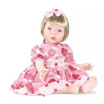 Bebê Reborn Boneca Cabelo Liso Loira E Vestido Infantil