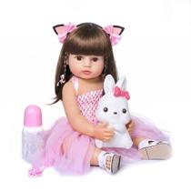 Bebê Reborn Boneca Com Cabelo Original Gatinha Realista Silicone Kit Completo Bebê Reborn Boneca Com Cabelo Original Gatinha Realista Silicone Kit Completo