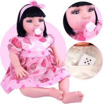 Bebe Reborn Boneca com Chupeta Magnética Luxo com Pérolas Boneca Realista que fala frases de carinho Menina Realista com cílios reais