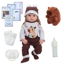 Bebê Reborn Boneca Corpo de Silicone Loira Kit Capivara Bebê Reborn Boneca Corpo de Silicone Loira Kit Capivara