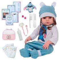 Bebê Reborn Boneca De Silicone + Enxoval Completo e Pelúcia