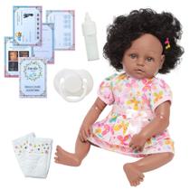 Bebê Reborn Boneca De Silicone Negra Pode Molhar + Kit Itens Bebê Reborn Boneca De Silicone Negra Pode Molhar + Kit Itens