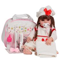 Bebê Reborn Boneca Enxoval Florido Com Bolsa Acessórios