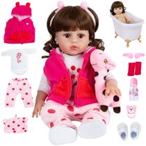 Bebê Reborn Boneca Girafinha Realista Silicone Menina Boneca Pode dar Banho Bebê Reborn Boneca Girafinha Realista Silicone Menina Boneca Pode dar Banho